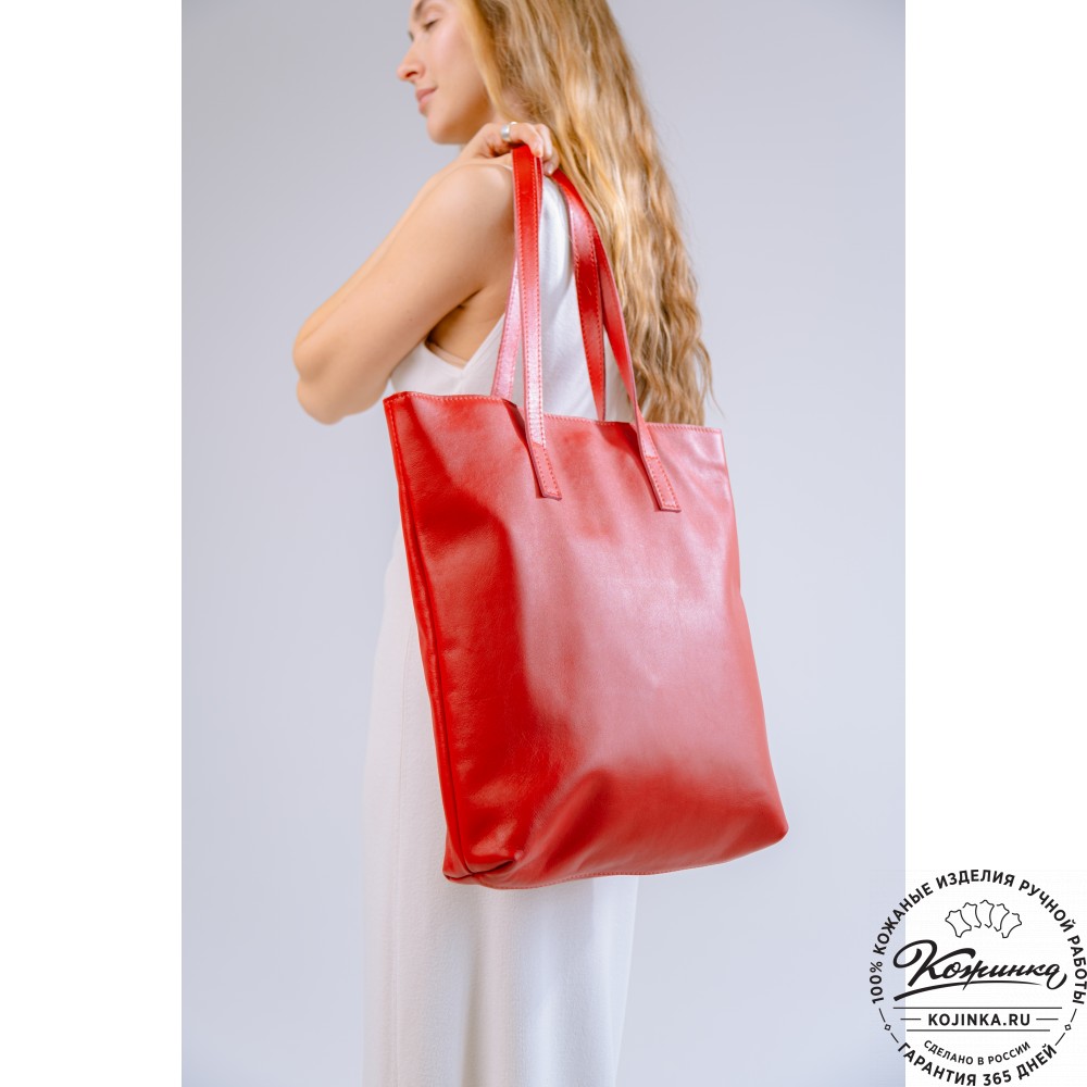 Женская кожаная сумка "Монреаль Нью" (красная гладкая кожа)